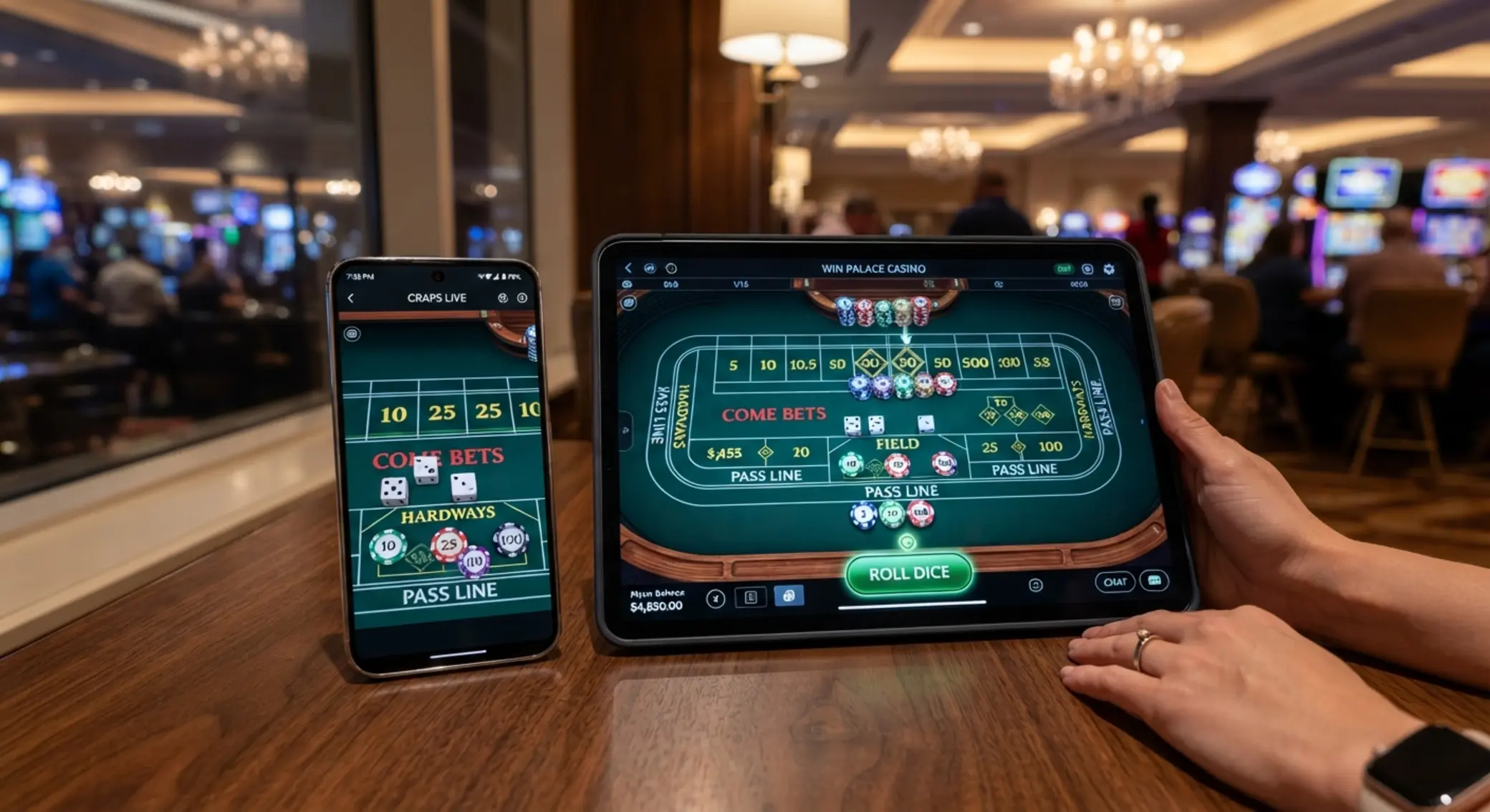 Gra craps online na ekranie smartfona i tabletu