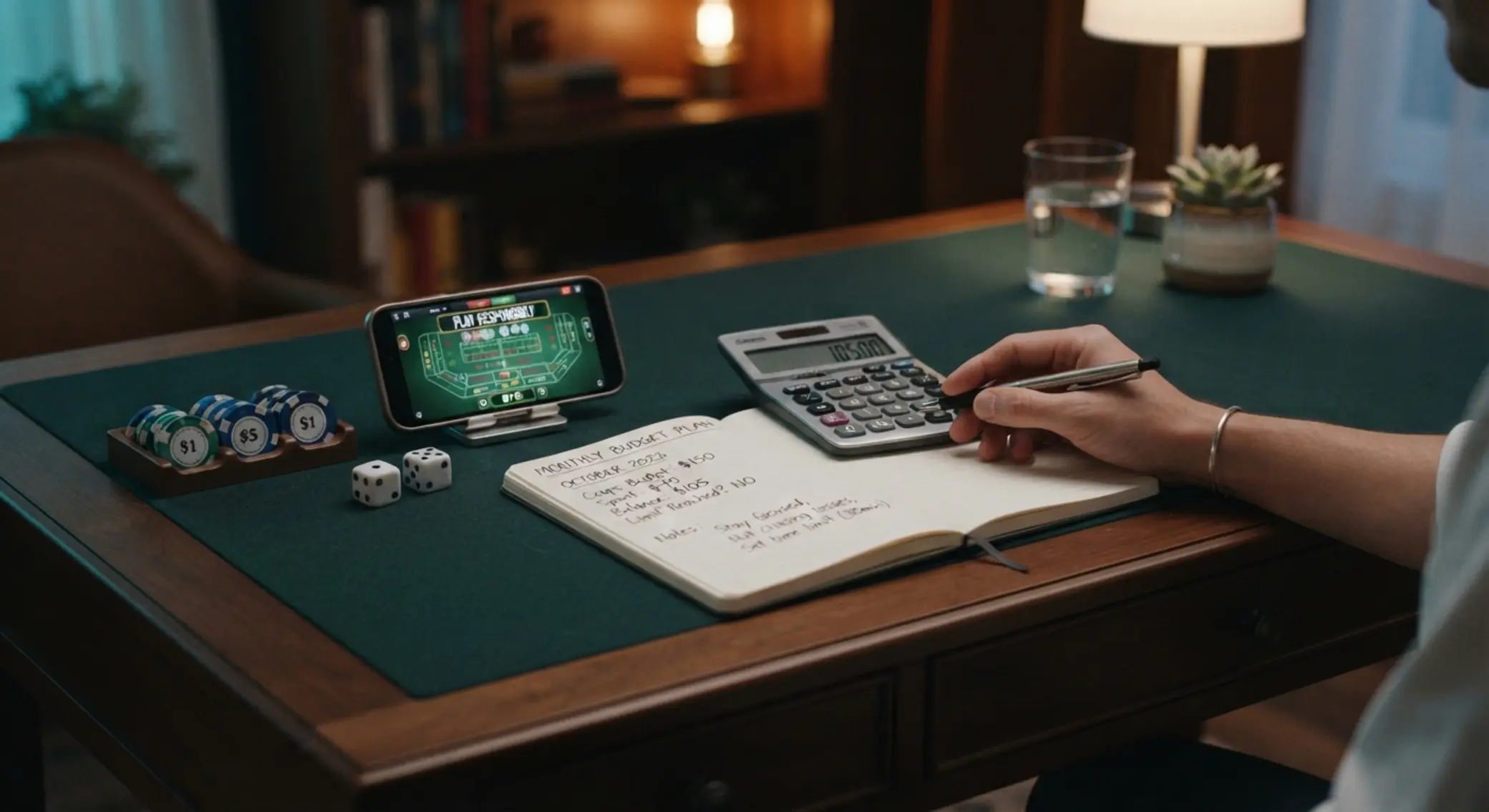 Symbol odpowiedzialnej gry w craps online z kośćmi i planem budżetu