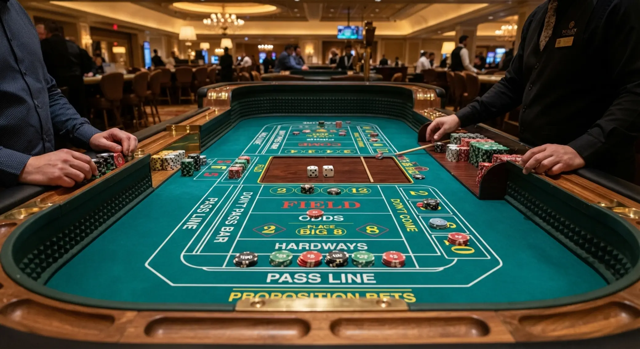 Stół do craps z zaznaczonymi polami zakładów