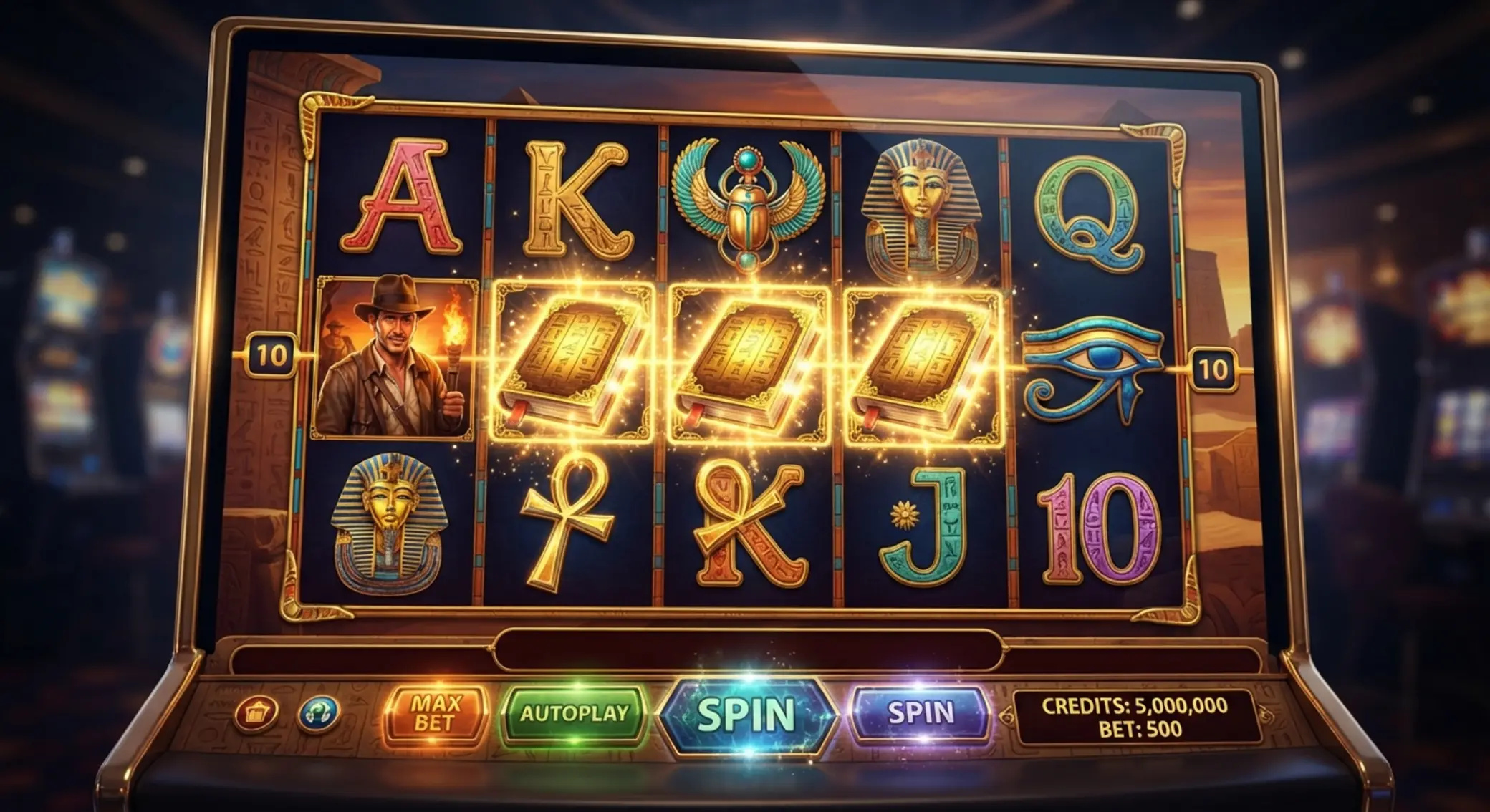 Symbole i ekran slotu w stylu Book of Ra
