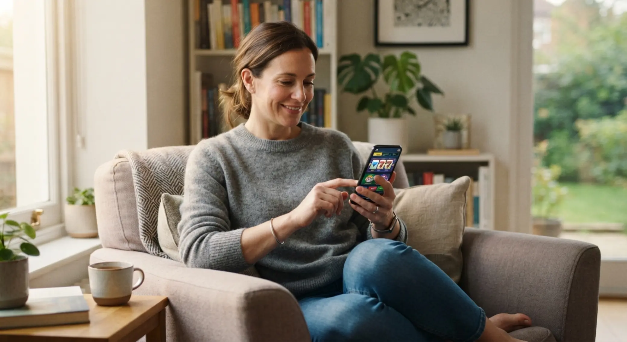 Osoba korzystająca z mobilnego kasyna na smartfonie