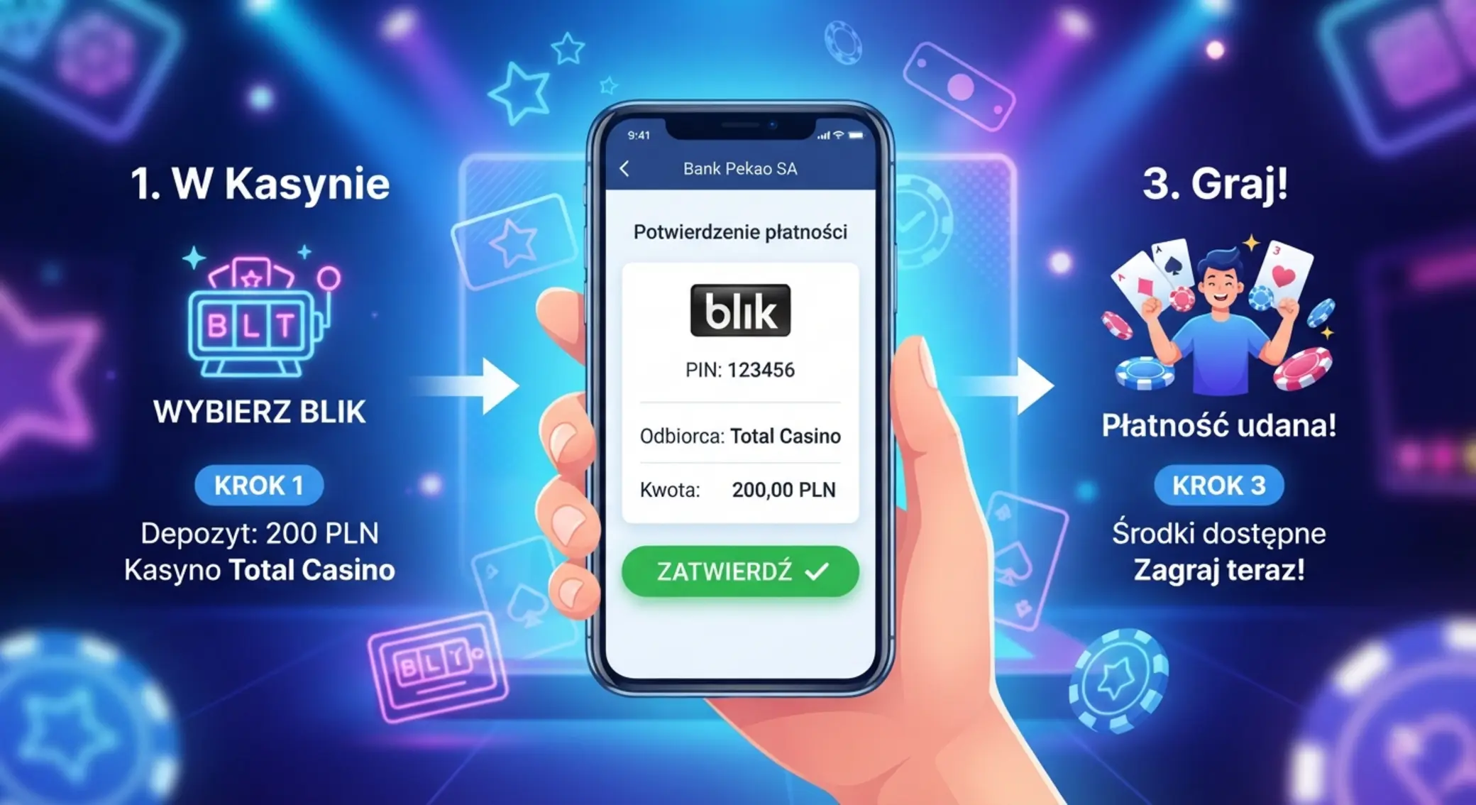 Proces płatności BLIK w kasynie online