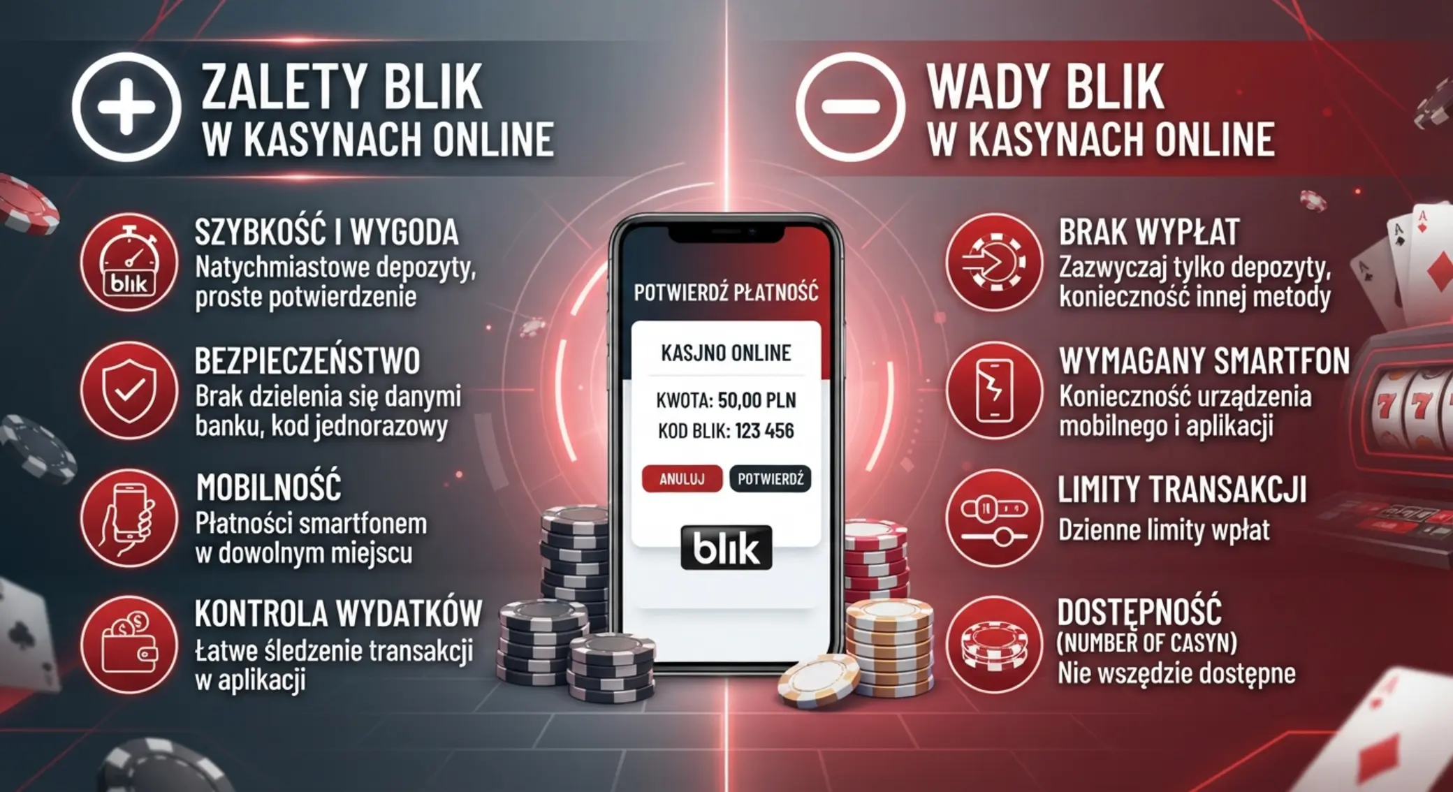 Plusy i minusy płatności BLIK w kasynie online