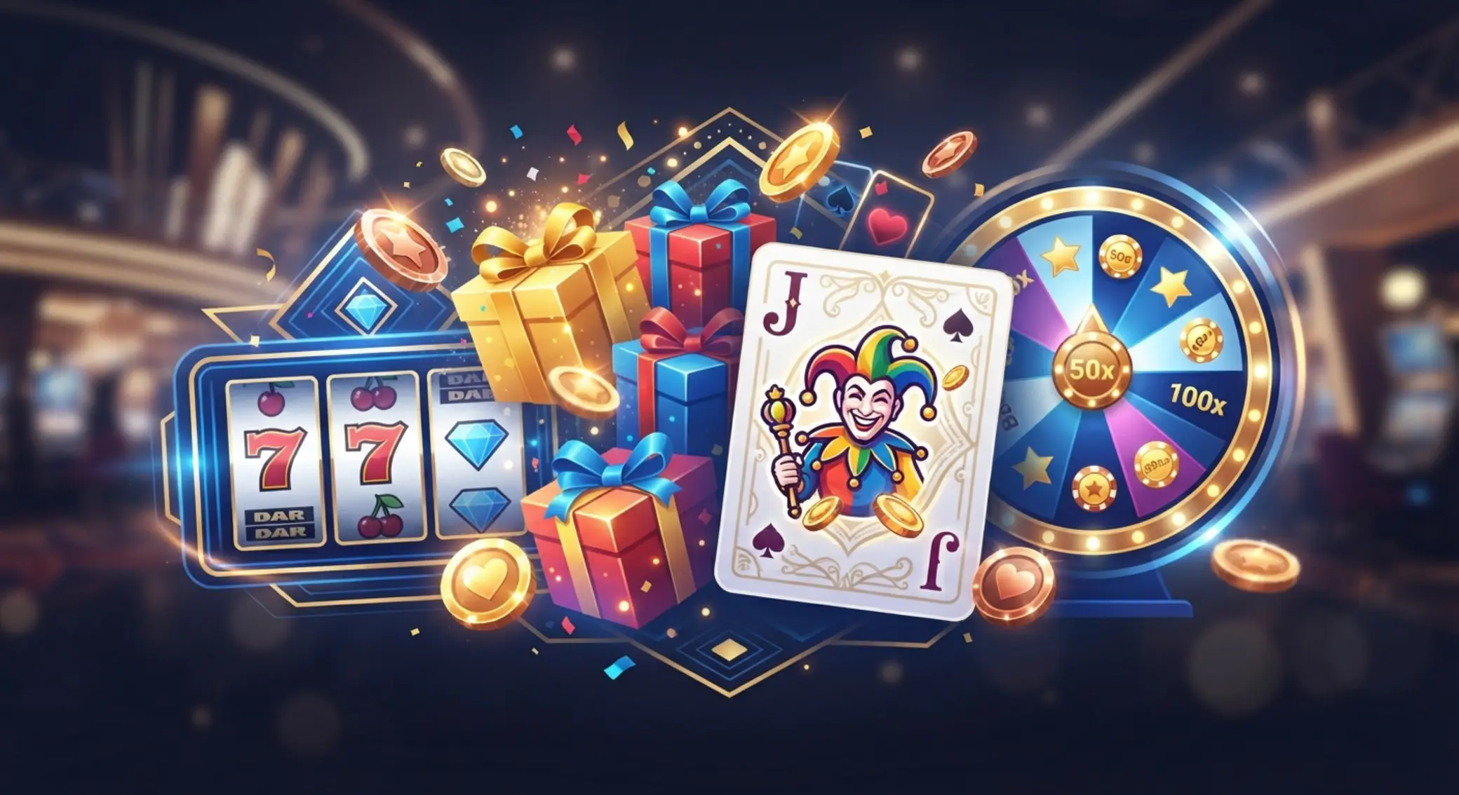 Ilustracja bonusów i promocji związanych ze slotami online