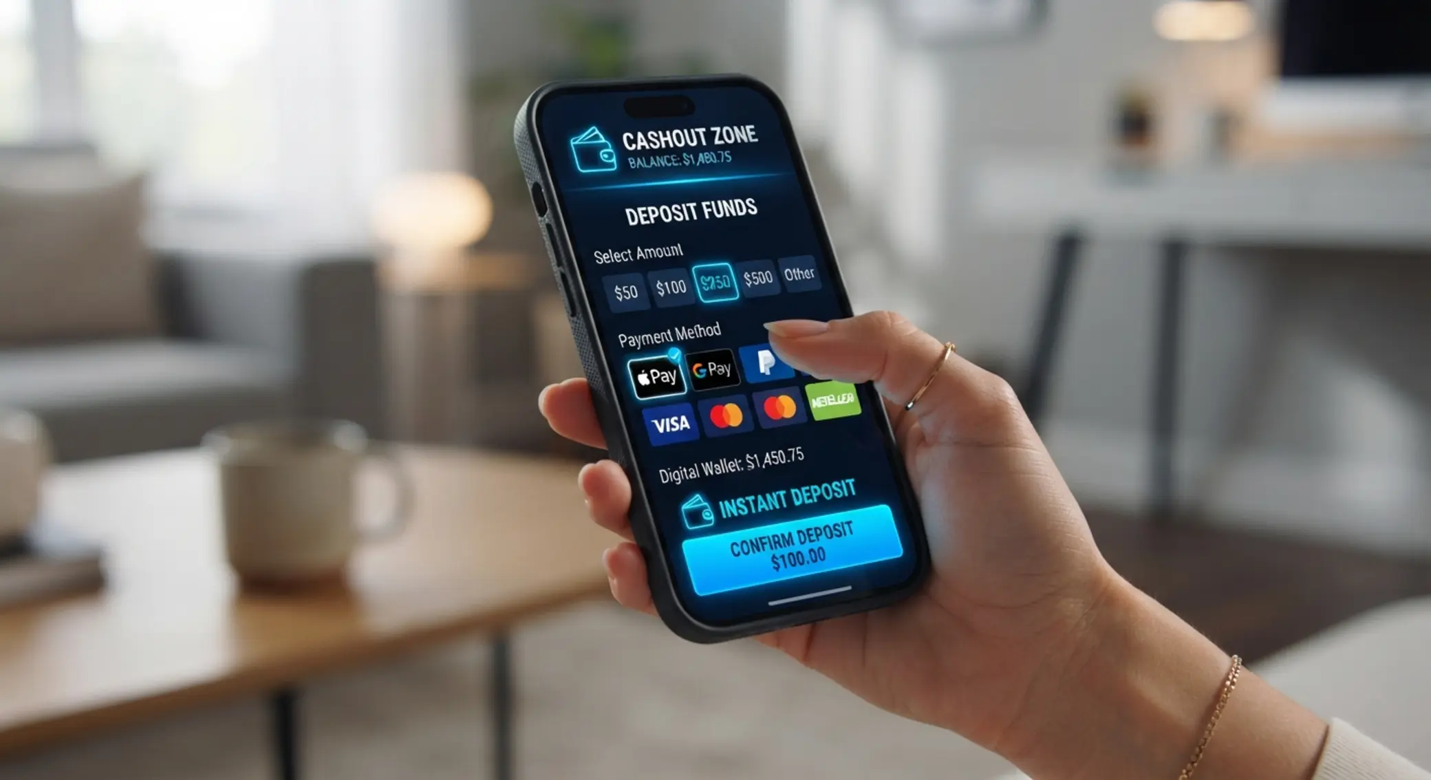 Smartfon z mobilnymi płatnościami w kasynie