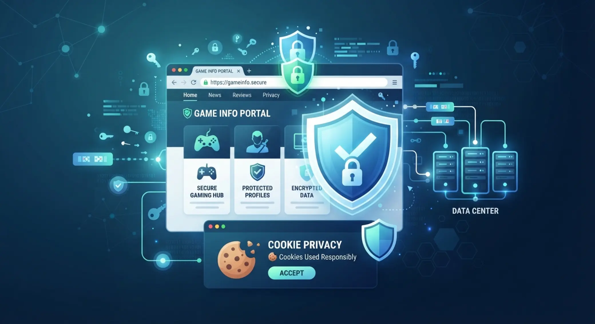 Ilustracja prywatności i plików cookie w serwisie online