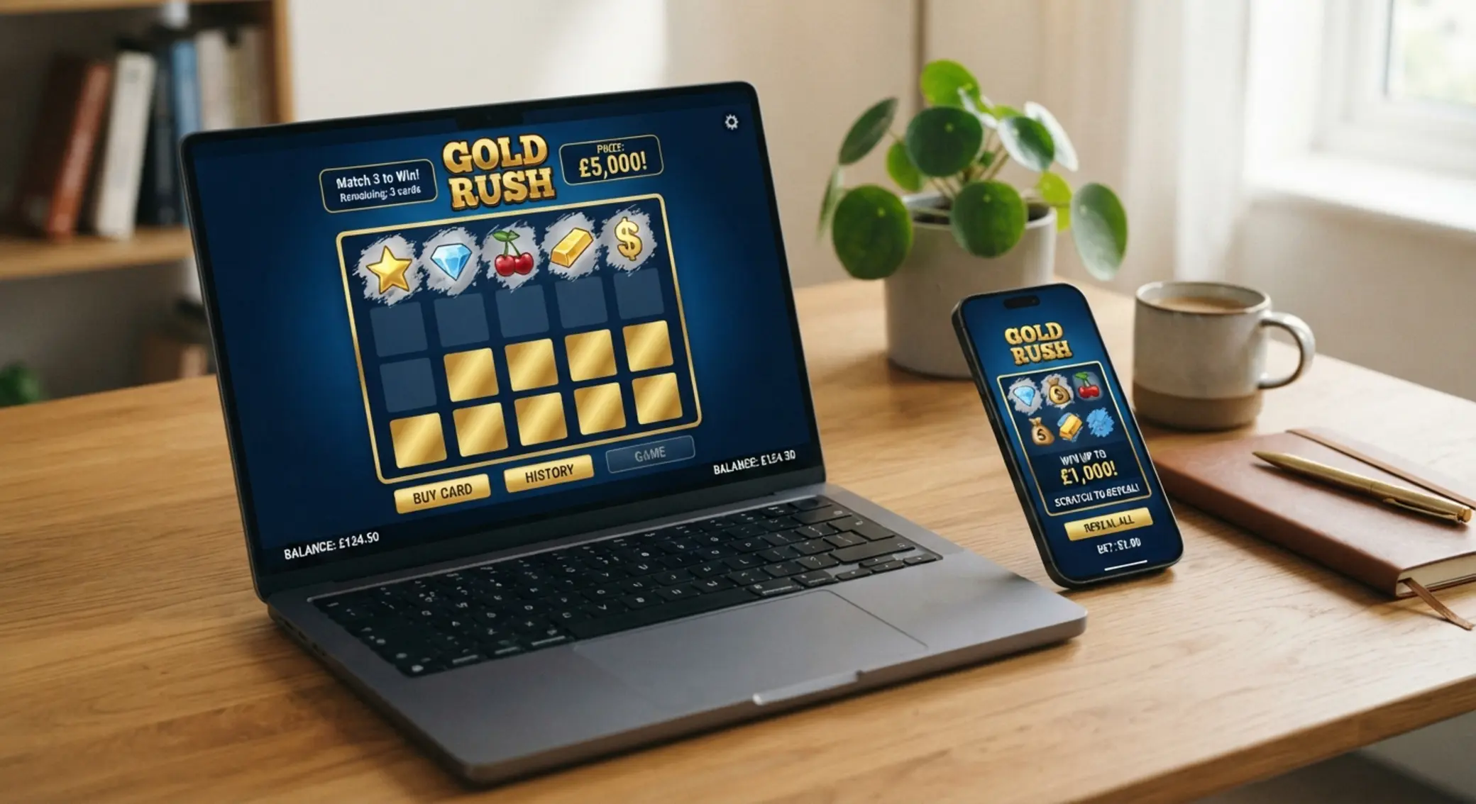 Wirtualna zdrapka na ekranie telefonu i laptopa